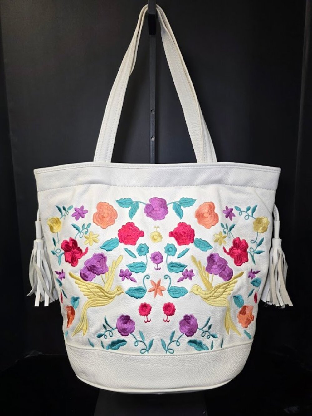Frosting by Mary Norton Leather Floral Embroidered Bag